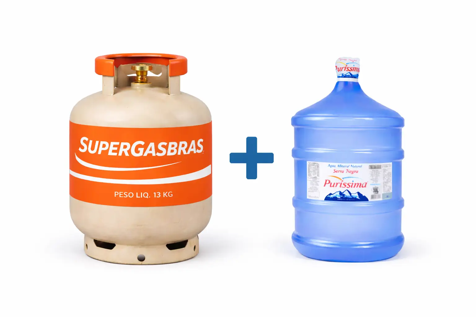 Botijão 13kg Supergasbras + Água 20L